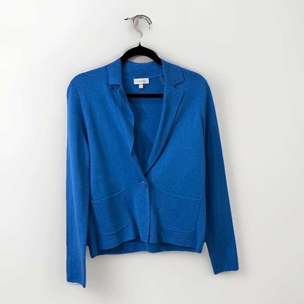 KINROSS Blue 100% Cotton Cardigan Sweater Size Small Capsule Minimalist Preppy